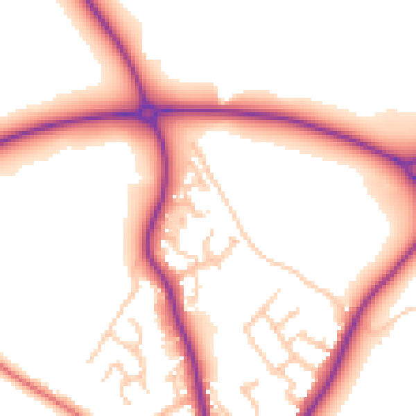 Daytime road noise heatmap for CW12 2GN