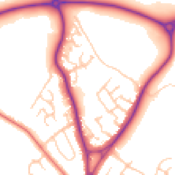 Daytime road noise heatmap for CW12 2JB