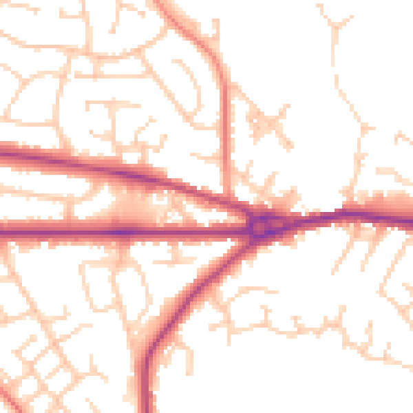 Daytime road noise heatmap for CW12 4RZ