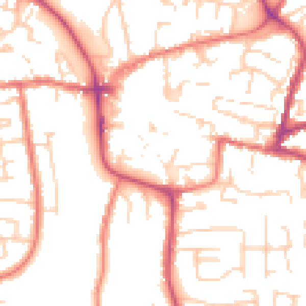Daytime road noise heatmap for CW5 5BG