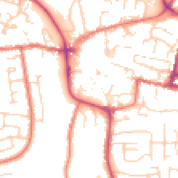Daytime road noise heatmap for CW5 5BH