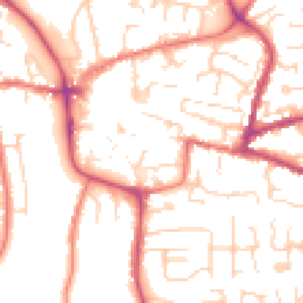 Daytime road noise heatmap for CW5 5BW