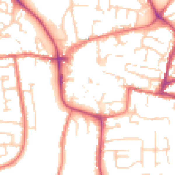 Daytime road noise heatmap for CW5 5BZ
