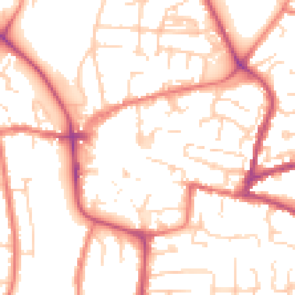 Daytime road noise heatmap for CW5 5DL