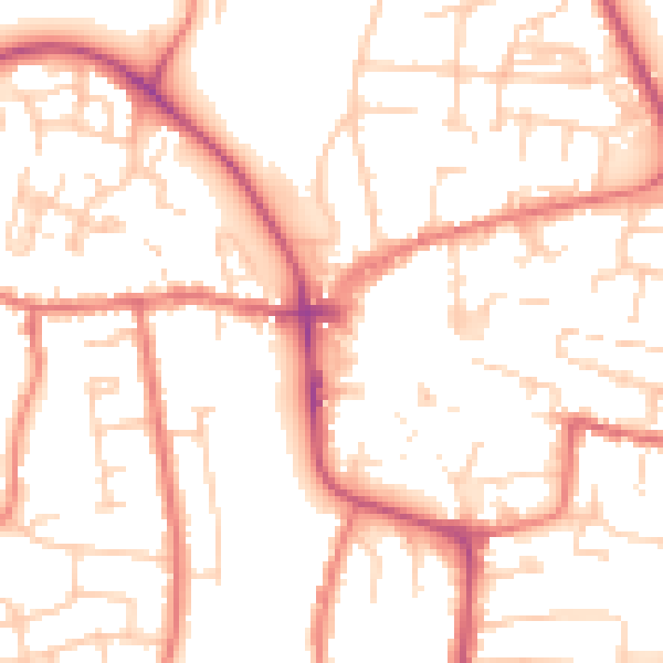 Daytime road noise heatmap for CW5 5DZ