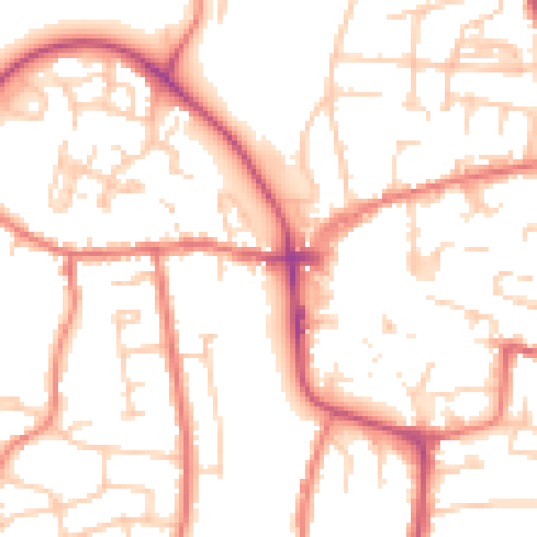 Daytime road noise heatmap for CW5 5EA