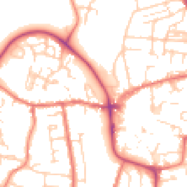 Daytime road noise heatmap for CW5 5EG