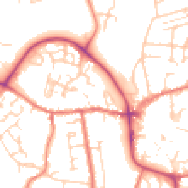 Daytime road noise heatmap for CW5 5EL