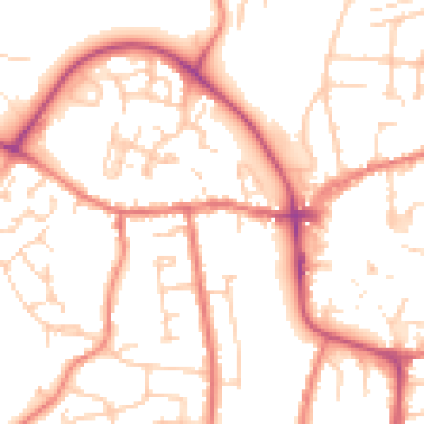 Daytime road noise heatmap for CW5 5EW