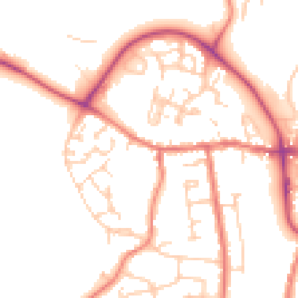 Daytime road noise heatmap for CW5 5EY