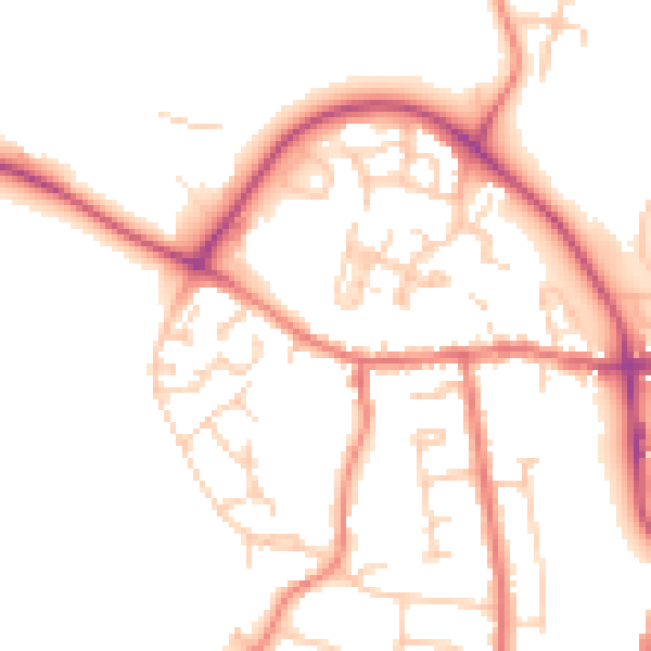 Daytime road noise heatmap for CW5 5EZ