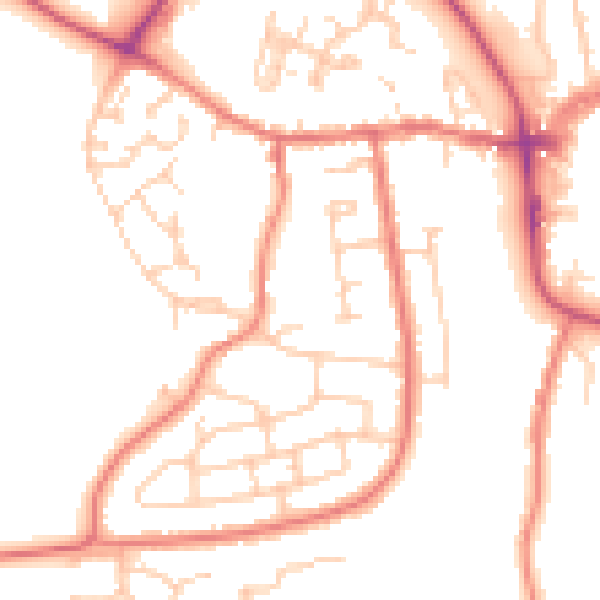 Daytime road noise heatmap for CW5 5HW