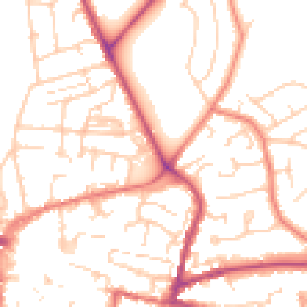 Daytime road noise heatmap for CW5 5PL