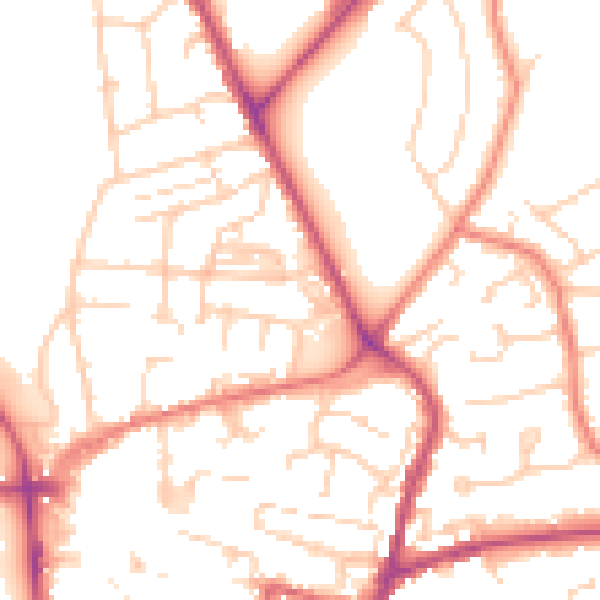 Daytime road noise heatmap for CW5 5PQ