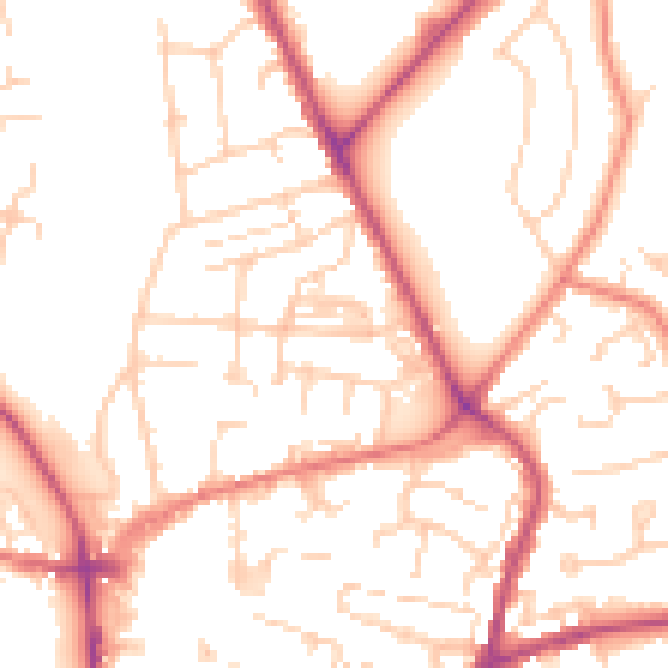 Daytime road noise heatmap for CW5 5QB