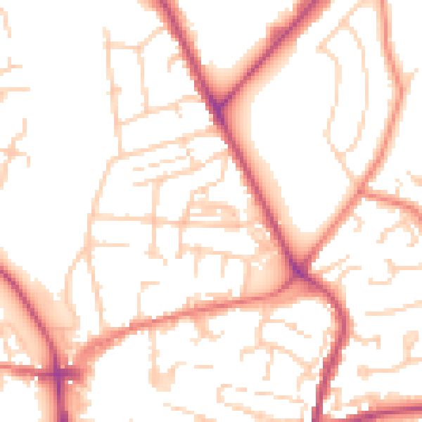 Daytime road noise heatmap for CW5 5QD