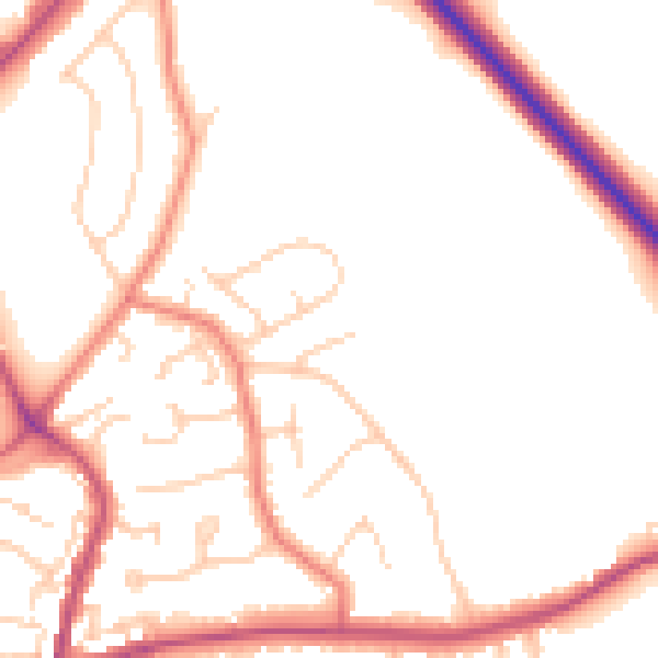 Daytime road noise heatmap for CW5 6LD