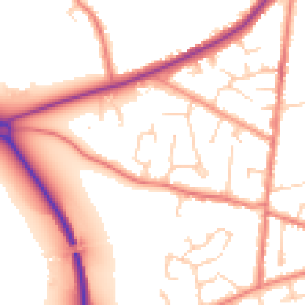 Daytime road noise heatmap for CW5 6RW