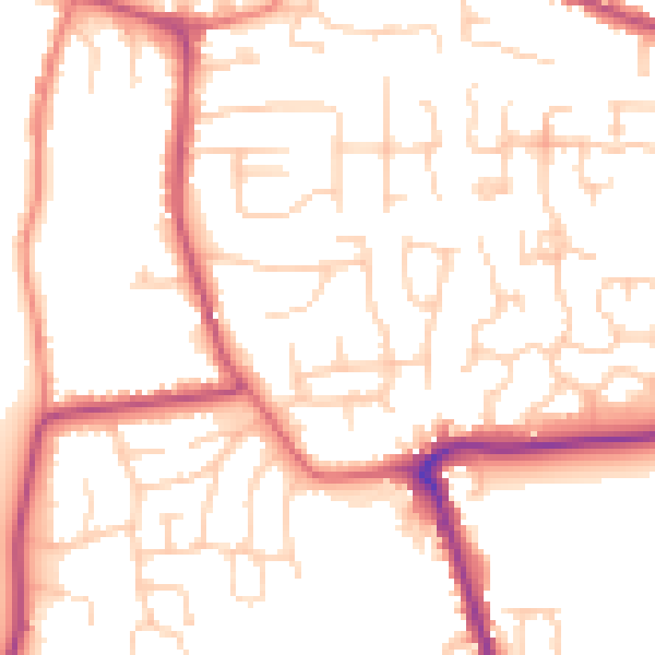 Daytime road noise heatmap for CW5 7DQ