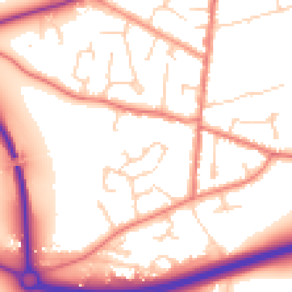 Daytime road noise heatmap for CW5 7TH