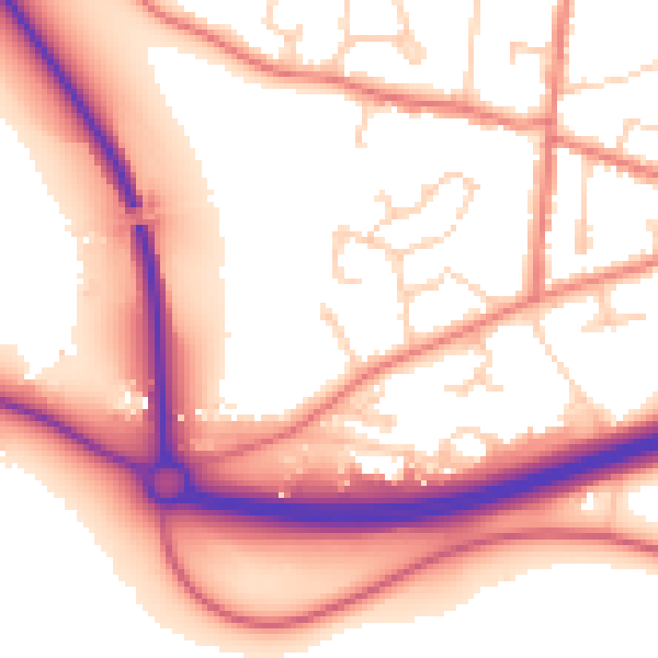 Daytime road noise heatmap for CW5 7TN