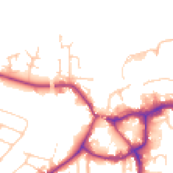 Daytime road noise heatmap for CW8 1AJ