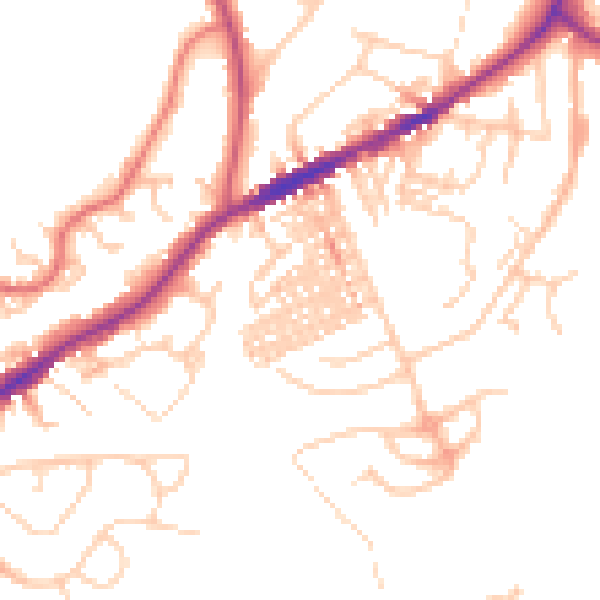 Daytime road noise heatmap for CW8 1DD