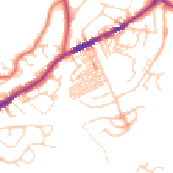 Daytime road noise heatmap for CW8 1DF