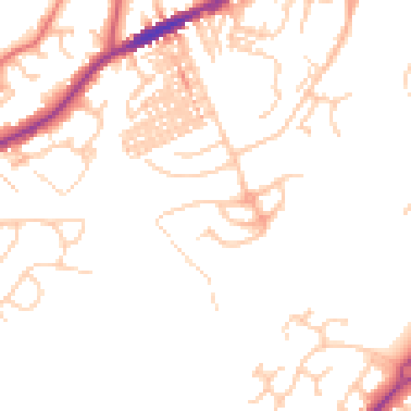 Daytime road noise heatmap for CW8 1DQ