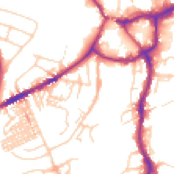 Daytime road noise heatmap for CW8 1EF