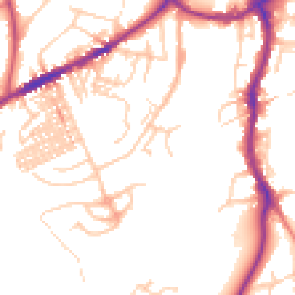 Daytime road noise heatmap for CW8 1ES