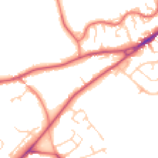 Daytime road noise heatmap for CW8 1LN