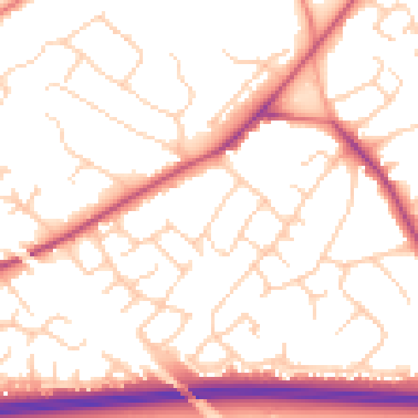 Daytime road noise heatmap for CW8 1LY