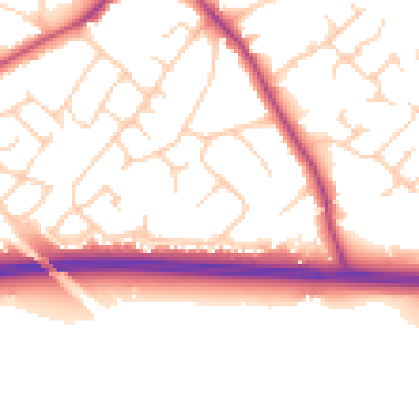 Daytime road noise heatmap for CW8 1NG