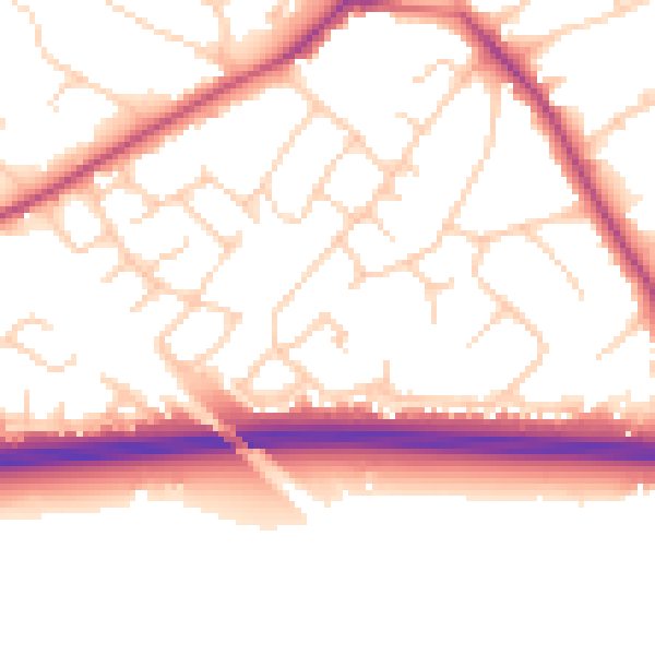 Daytime road noise heatmap for CW8 1NN