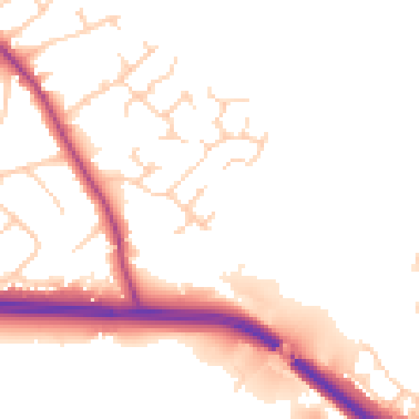 Daytime road noise heatmap for CW8 1TD