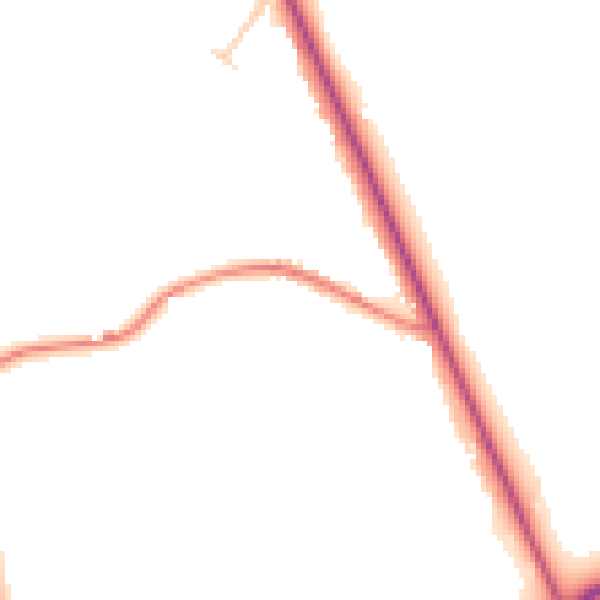 Daytime road noise heatmap for CW8 2JJ