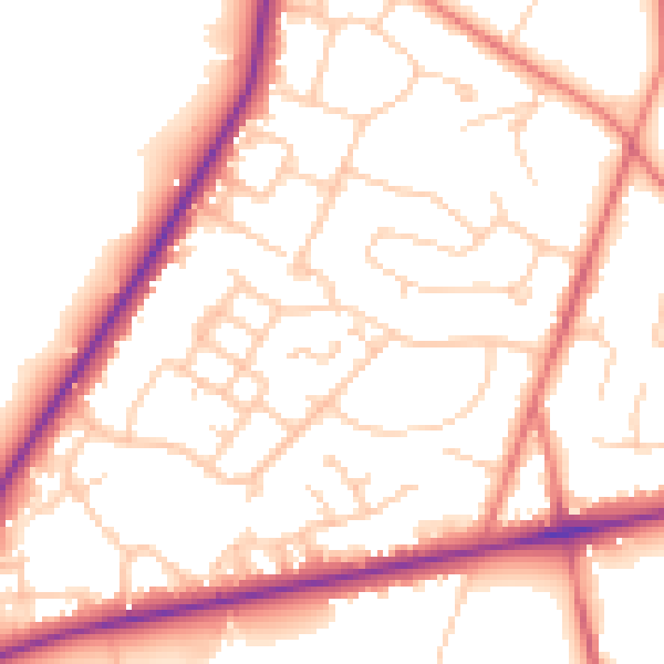 Daytime road noise heatmap for CW8 2NT