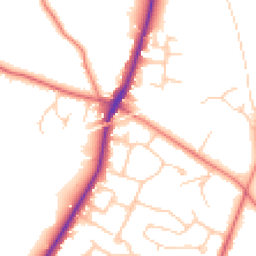 Daytime road noise heatmap for CW8 2PZ