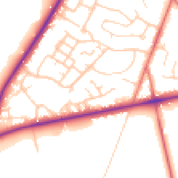 Daytime road noise heatmap for CW8 2ZF