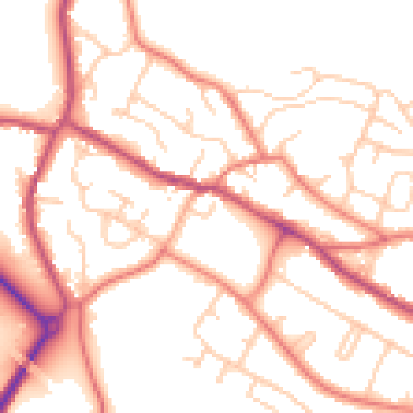 Daytime road noise heatmap for CW8 3EZ