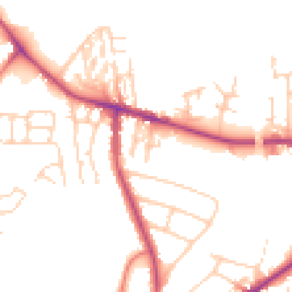 Daytime road noise heatmap for CW8 4DD