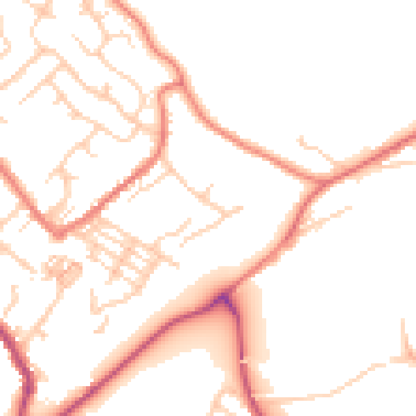 Daytime road noise heatmap for CW8 4JX