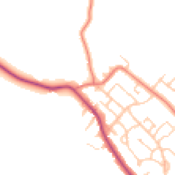 Daytime road noise heatmap for CW8 4QH