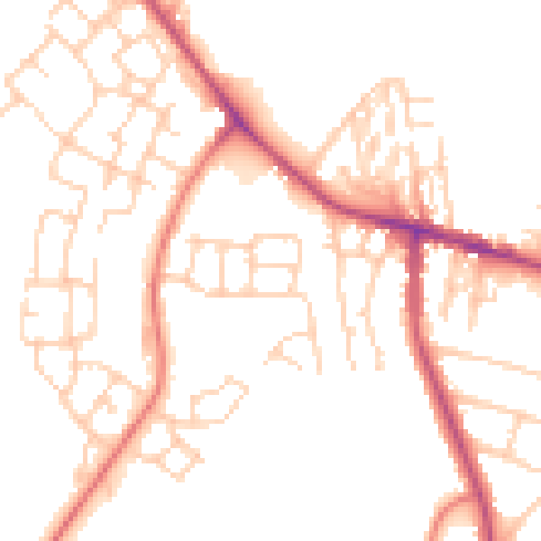 Daytime road noise heatmap for CW8 4UJ