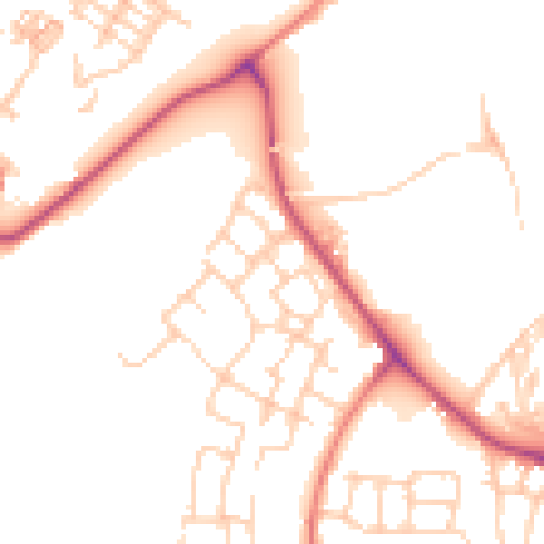 Daytime road noise heatmap for CW8 4ZJ