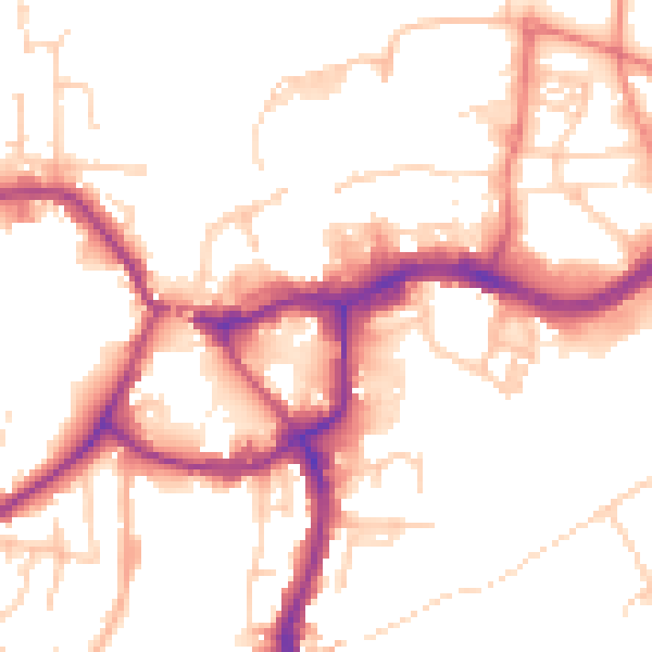 Daytime road noise heatmap for CW9 5FY