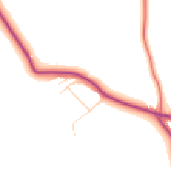 Daytime road noise heatmap for CW9 6DN