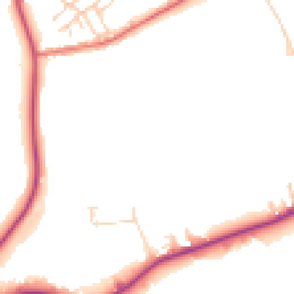 Daytime road noise heatmap for CW9 6GU