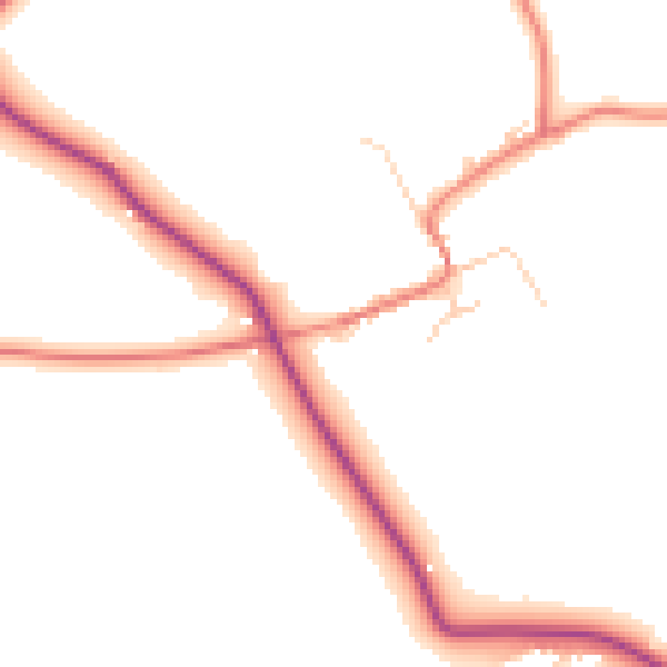 Daytime road noise heatmap for CW9 6HE
